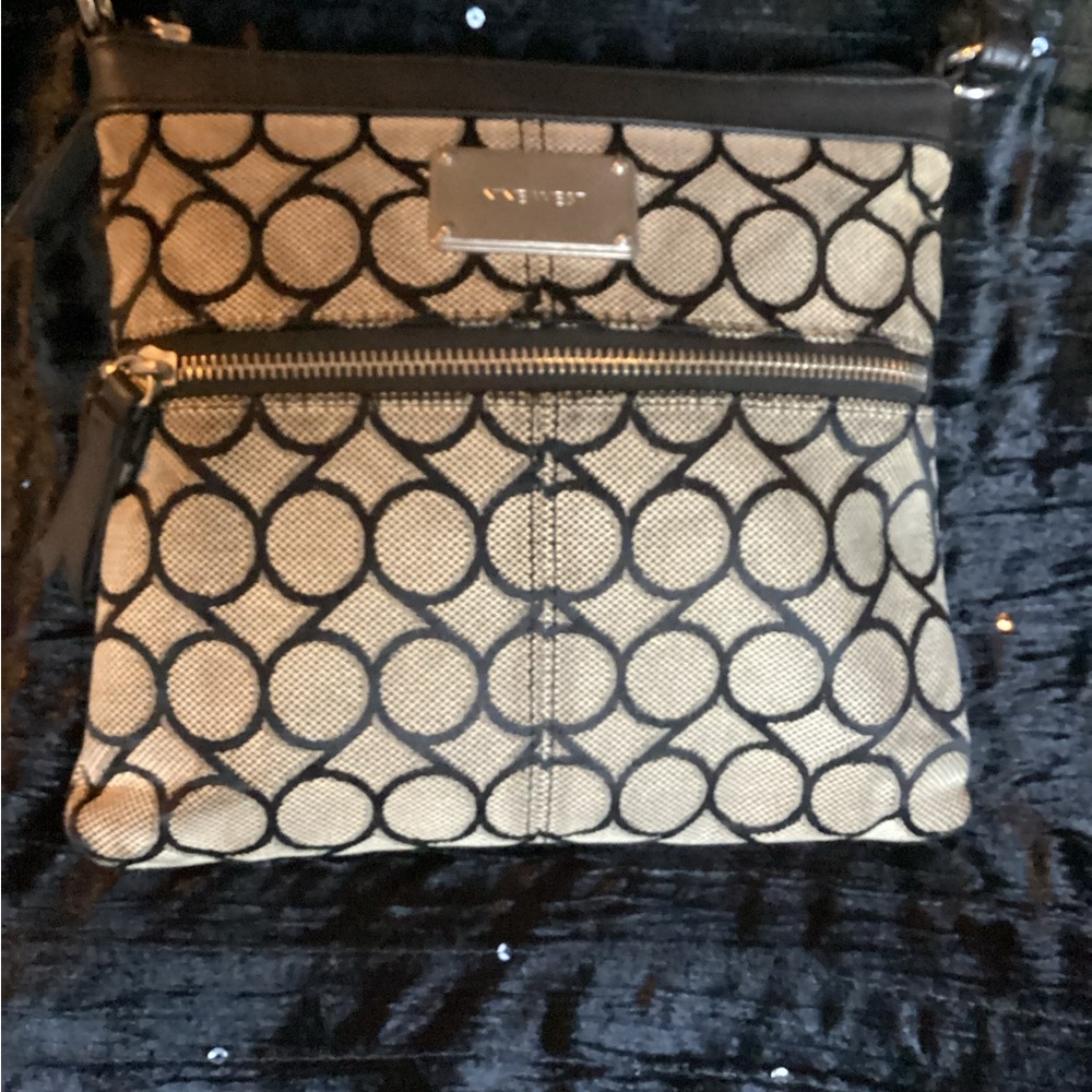 NINE WEST Signature Circle Pattern Crossbody Bag - Beige and Black